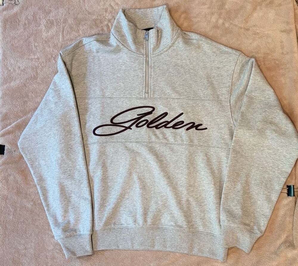 H&M Men's Gray Melange Golden Relaxed-Fit Half-Zip Sweatshirt Size M